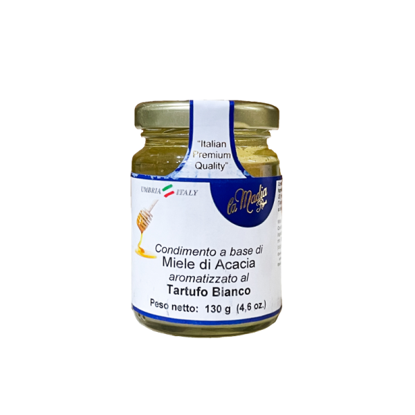 CONDIMENTO  A BASE DE MIEL DE ACACIA AROMATIZADA CON TRUFA BLANCA LA MADIA REGALE