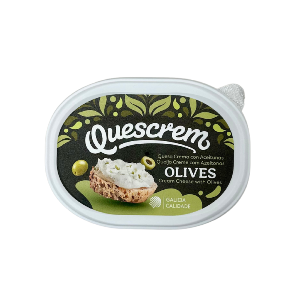 QUESO CREMA TARRINA ACEITUNAS 200gr. QUESCREAM