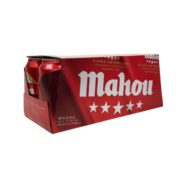 CERVEZA MAHOU 5 ESTRELLA  LATA 330ml ( 8 unidad)